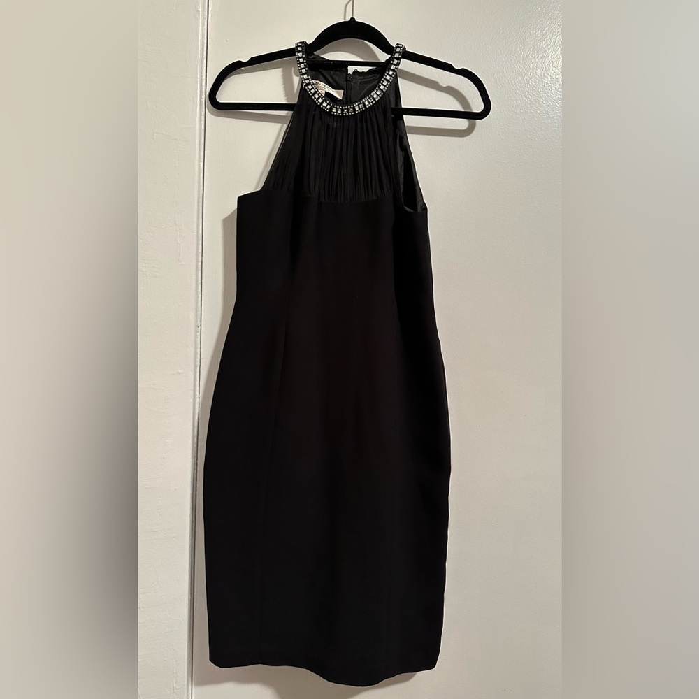 Evan Picone - Silver Beaded Halter Neck Black Dress